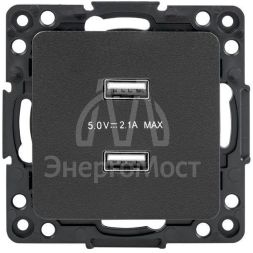Механизм розетки USB 2-м Стокгольм 2.1А черн. PROxima EKF EZR16-028-10-2USB