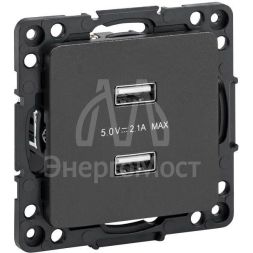 Механизм розетки USB 2-м Стокгольм 2.1А черн. PROxima EKF EZR16-028-10-2USB