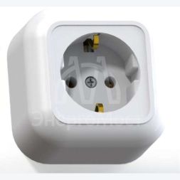 Розетка 1-м ОП Валентина РА16-638 с заземл. бел. Кунцево 7640