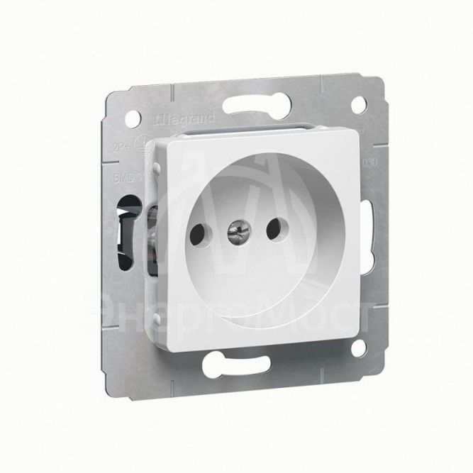 Механизм розетки 1-м СП Cariva 2К 16А 250В без заземл. IP20 бел. Leg 773616