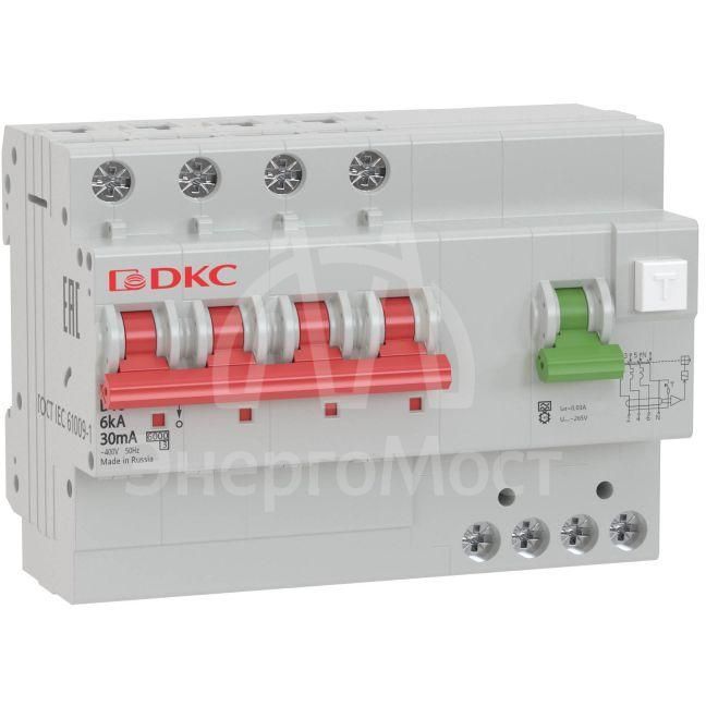 Выключатель автоматический дифференциального тока с защитой от сверхтоков YON MDV63-42C63-A 4п 30мА DKC MDV63-42C63-A