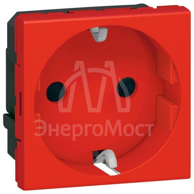 Механизм розетки 1-м СП Mosaic New 2мод. с заземл. красн. Leg 077218