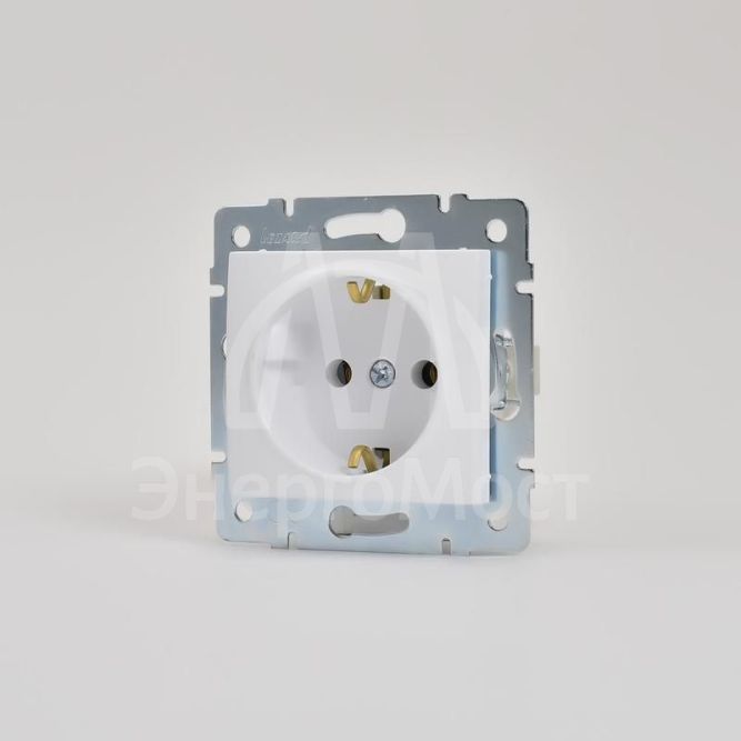 Механизм розетки 1-м СП KARINA термопласт с заземл. бел. LEZARD 707-0288-122B