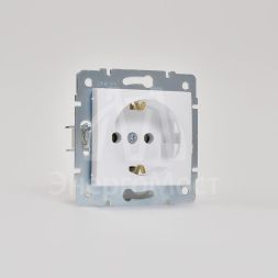 Механизм розетки 1-м СП KARINA термопласт с заземл. бел. LEZARD 707-0288-122B