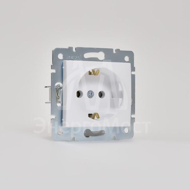 Механизм розетки 1-м СП KARINA термопласт с заземл. бел. LEZARD 707-0288-122B