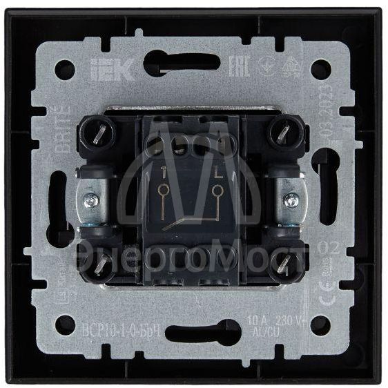 Выключатель 1-кл. СП BRITE ВСР10-1-0-БрЧ 10А в сборе черн. IEK BR-V10-0-10-K02-F