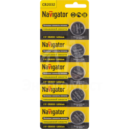 Элемент питания литиевый CR2032 94 765 NBT-CR2032-BP5 (блист.5шт) Navigator 94765