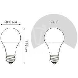 Лампа светодиодная Elementary A60 15Вт грушевидная 4100К бел. E27 1450лм 180-240В Gauss 23225