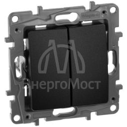 Механизм выключателя 2-кл. СП Etika 10А IP20 250В 10AX авт. зажимы антрацит Leg 672602