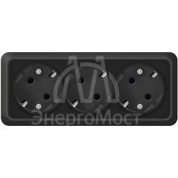 Розетка 3-м ОП Олимп 16А IP20 с заземл. черн. Universal 2218