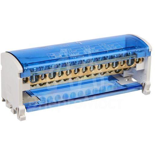 Шина на DIN-рейку в корпусе (кросс-модуль) ШНК 2х15 L+PEN IEK YND10-2-15-125