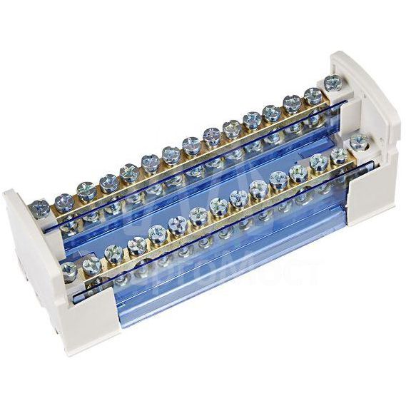 Шина на DIN-рейку в корпусе (кросс-модуль) ШНК 2х15 L+PEN IEK YND10-2-15-125