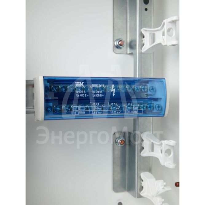 Шина на DIN-рейку в корпусе (кросс-модуль) ШНК 2х15 L+PEN IEK YND10-2-15-125