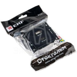 Розетка USB 2-м Стокгольм тип A+C механизм черн. PROxima EKF EZR-2USB-type-C