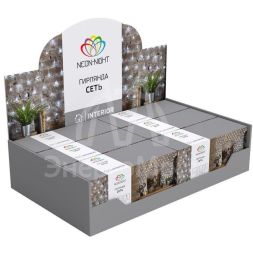 Гирлянда &amp;quot;Сеть&amp;quot; с контроллером 1.5х1.5м 150LED бел. прозр. провод 12Вт 230В IP20 NEON-NIGHT 215-125
