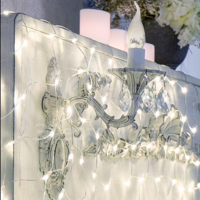 Гирлянда &amp;quot;Сеть&amp;quot; с контроллером 1.5х1.5м 150LED бел. прозр. провод 12Вт 230В IP20 NEON-NIGHT 215-125