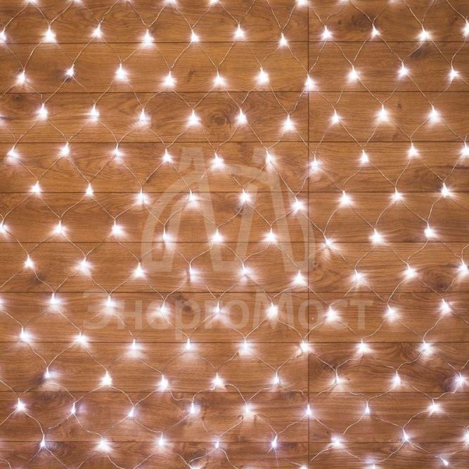 Гирлянда &amp;quot;Сеть&amp;quot; с контроллером 1.5х1.5м 150LED бел. прозр. провод 12Вт 230В IP20 NEON-NIGHT 215-125