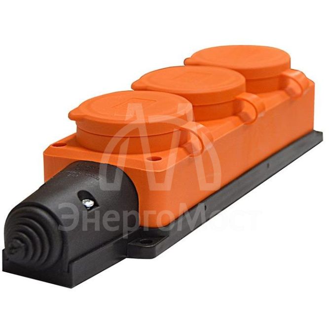Колодка 3-м 1-ф с заглушками &amp;quot;КОМПАКТ&amp;quot; каучук оранж. Universal 3034