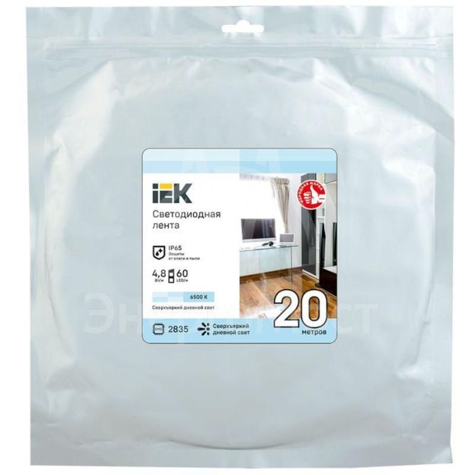 Лента светодиодная LED LSR-2835W60-4.8-IP65-12В (уп.20м) IEK LSR1-2-060-65-3-20