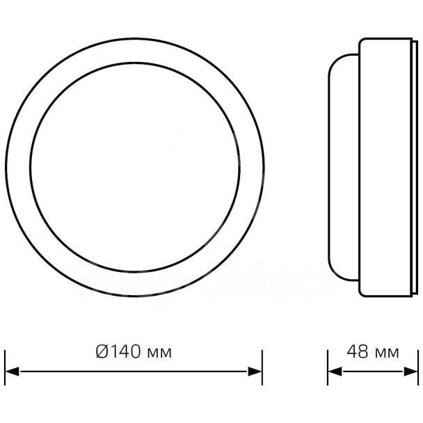 Светильник светодиодный ЖКХ ECO D140х51 8Вт 680лм 4000К IP65 круглый Gauss 126418208