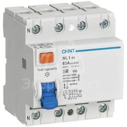 Выключатель дифференциального тока (УЗО) 4п 25А 30мА тип AC 6кА NL1-63 (R) CHINT 200223