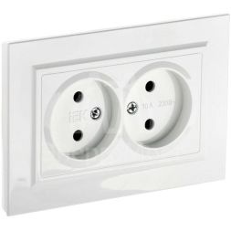 Розетка 2-м СП BRITE РС12-2-БрБ 10А в сборе без заземл. без защ. шторок бел. IEK BR-R20-10-K01-F