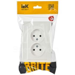 Розетка 2-м СП BRITE РС12-2-БрБ 10А в сборе без заземл. без защ. шторок бел. IEK BR-R20-10-K01-F