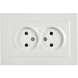 Розетка 2-м СП BRITE РС12-2-БрБ 10А в сборе без заземл. без защ. шторок бел. IEK BR-R20-10-K01-F