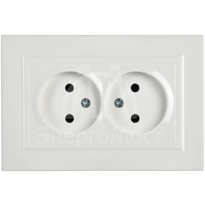 Розетка 2-м СП BRITE РС12-2-БрБ 10А в сборе без заземл. без защ. шторок бел. IEK BR-R20-10-K01-F