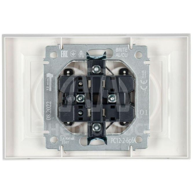 Розетка 2-м СП BRITE РС12-2-БрБ 10А в сборе без заземл. без защ. шторок бел. IEK BR-R20-10-K01-F