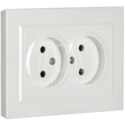 Розетка 2-м СП BRITE РС12-2-БрБ 10А в сборе без заземл. без защ. шторок бел. IEK BR-R20-10-K01-F
