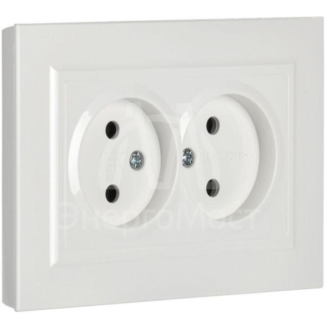 Розетка 2-м СП BRITE РС12-2-БрБ 10А в сборе без заземл. без защ. шторок бел. IEK BR-R20-10-K01-F