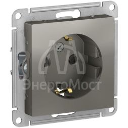 Механизм розетки 1-м СП AtlasDesign 16А IP20 с заземл. защ. шторки сталь SchE ATN000945