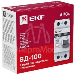 Выключатель дифференциального тока (УЗО) 2п 40А 100мА тип AC ВД-100 (электромех.) PROxima EKF elcb-2-40-100-em-pro
