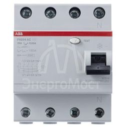 Выключатель дифференциального тока (УЗО) 4п 25А 30мА тип AC FH204 ABB 2CSF204004R1250