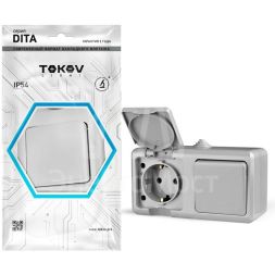 Блок ОП Dita (розетка 16А 250В с заземл. 1-кл. выкл. 10А) IP54 сер. TOKOV LIGHT TKL-DT-V1RZ-C06-IP54