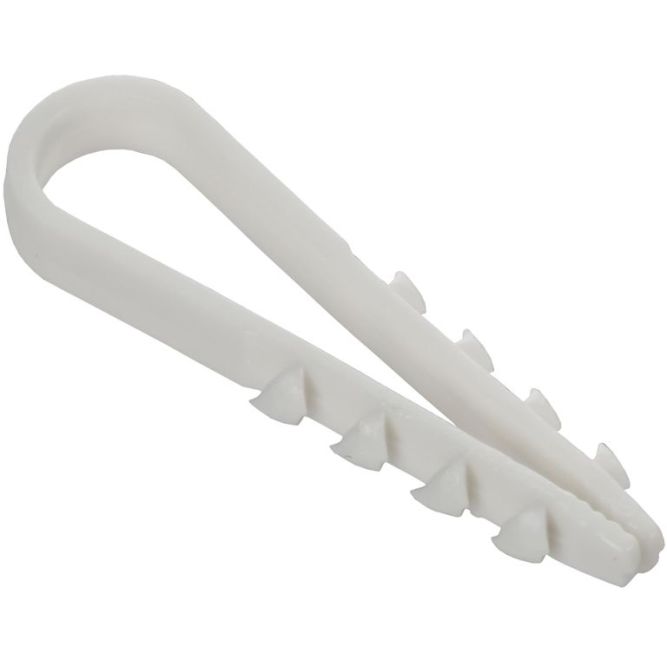 Дюбель-хомут 5х10мм для круглого кабеля нейлон бел. (уп.100шт) GENERICA UDH13-05-10-100-K01-G