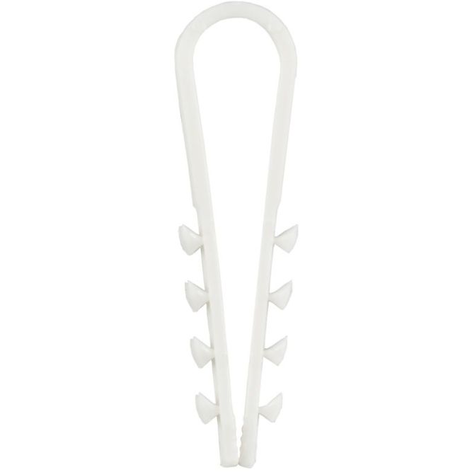 Дюбель-хомут 5х10мм для круглого кабеля нейлон бел. (уп.100шт) GENERICA UDH13-05-10-100-K01-G