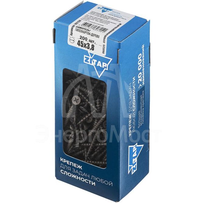 Саморез 3.8х45 гипсокартон-дерево (уп.200шт) коробка Tech-Krep 102124