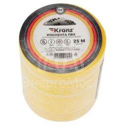 Изолента ПВХ 0.13х19мм 25м желт. (уп.5шт) Kranz KR-09-2202