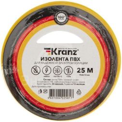 Изолента ПВХ 0.13х19мм 25м желт. (уп.5шт) Kranz KR-09-2202