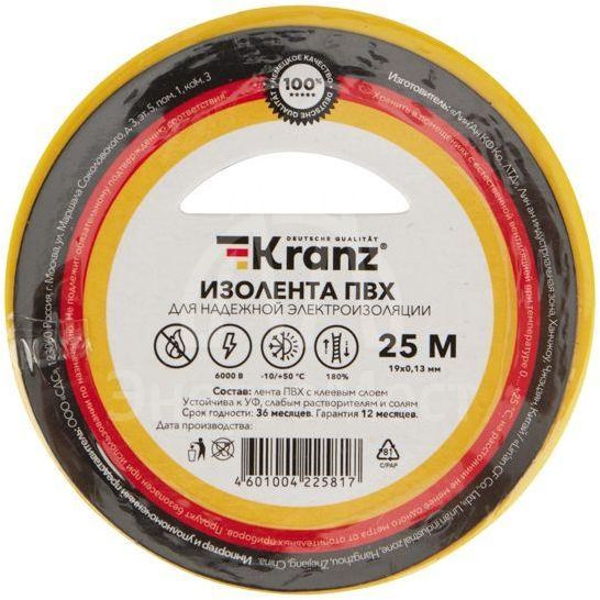 Изолента ПВХ 0.13х19мм 25м желт. (уп.5шт) Kranz KR-09-2202