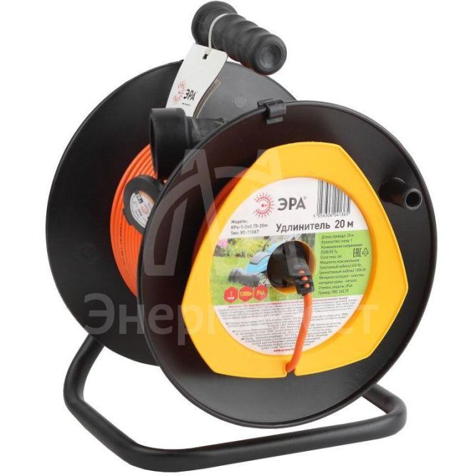 Удлинитель силовой RPx-1-2x0.75-20m на пластик. катушке б/з 1гнездо 20м ПВС 2х0.75 Эра Б0043042