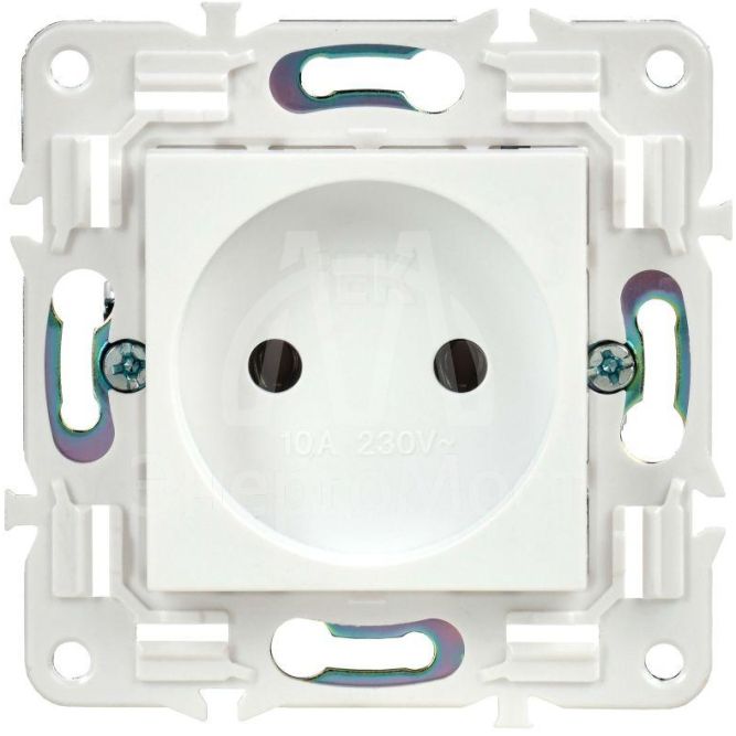 Розетка SKANDY 10А без заземл. без защ. шторок SK-R02W арктич. бел. IEK SK-R10-10-K01