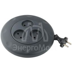 Удлинитель UR-3-3m-B (черный) 3х3м рулетка без заземл. ПВС 2х0.75 ЭРА Б0019039