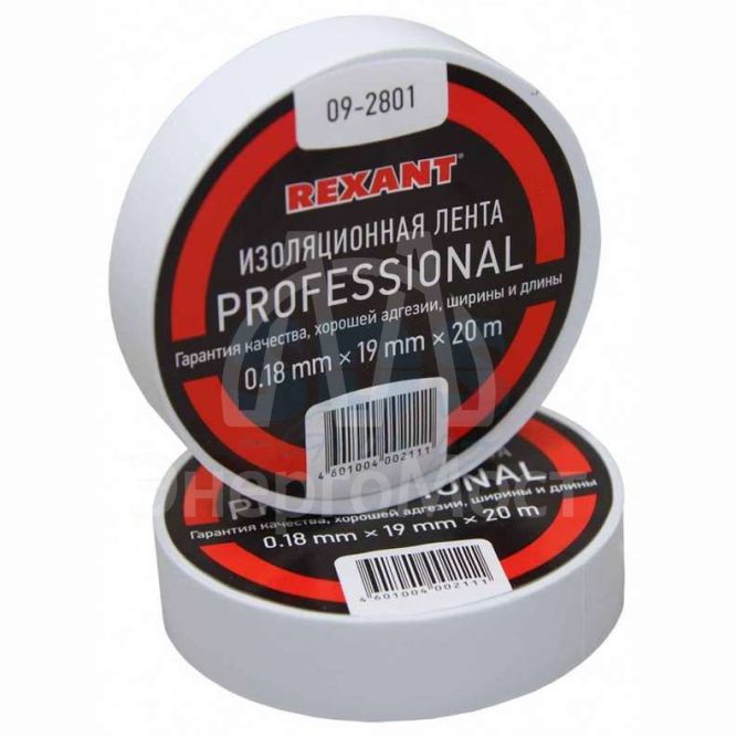 Изолента проф. ПВХ 19мм (рул.20м) бел. REXANT 09-2801