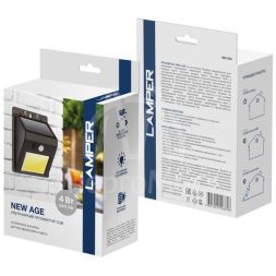 Светильник NEW AGE на солнечной батарее датчик движения; освещенности кнопка вкл/выкл герметичная фасадная LED COB Lamper 602-233