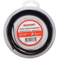 Трубка термоусаживаемая 8.0/4.0мм черн. ролик 2.44м Rexant 29-0046