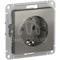 Механизм розетки 1-м СП AtlasDesign 16А с заземл. сталь SchE ATN000943