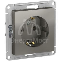 Механизм розетки 1-м СП AtlasDesign 16А с заземл. сталь SchE ATN000943